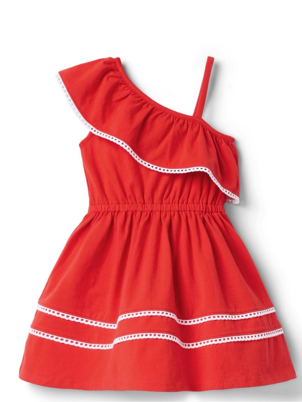 Janie and Jack Bright Red Girls' Dress with Strap Detail